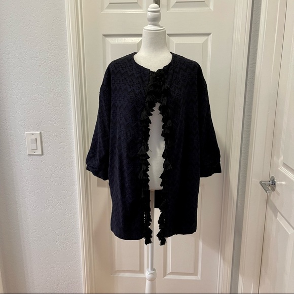 Zara Woman Oversized Geometric Fringe Jacquard Cardigan/Jacket Size XS - Picture 3 of 9